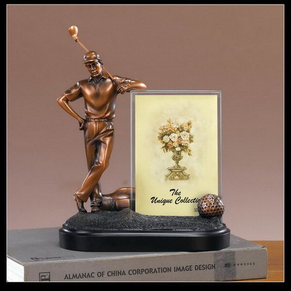 Golfing Sculpture Picture Frame Tribute Photo Add Statue Figurine